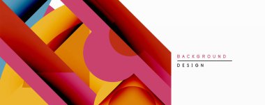 Soyut geometrik bileşim. Üst üste binen şekiller dinamik görsel efekt yaratır. Sıcak renkler baskın, eğimler derinlik katıyor. Arka planlar için modern tasarım ögesi.