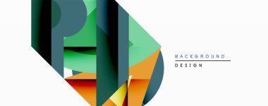 Soyut geometrik bileşim. Üst üste binen şekiller dinamik görsel efekt yaratır. Teal, turuncu, kırmızı, koyu mavi renkler tasarımda baskın. Modern estetik.