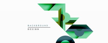 Soyut geometrik tasarım katmanlı yeşil şekiller içerir. Eğilimli minimalist kompozisyon derinlik yaratır. Modern estetik, arka planlar, sunumlar, markalaşma için uygun. Temiz çizgiler, dinamik biçim.