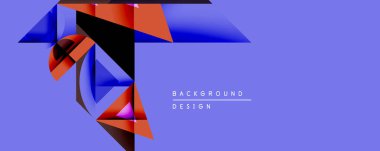 Soyut geometrik bileşim. Canlı mavi, kırmızı, siyah şekiller, dinamik görsel efekt oluşturur. Modern tasarım arka planlar, sunumlar, markalaşma için uygun. Minimalist estetik.