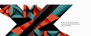Soyut geometrik tasarım, üst üste binen çokgen şekiller içerir. Teal, turuncu, siyah renkler dinamik görsel doku yaratır. Arkaplan ve sunumlar için modern biçim uygun.