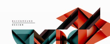 Soyut geometrik bileşim. Üst üste binen şekiller dinamik görsel efekt yaratır. Kırmızı, deniz mavisi, siyah renkler tasarımda baskın. Modern tarz, temiz çizgiler sofistike estetik sunar.
