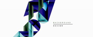 Soyut geometrik tasarım üst üste binen katmanlar, gradyanlar içerir. Mavi, yeşil renkler dinamik görsel efekt yaratır. Özgeçmiş ve sunumlar için uygun minimalist biçim.