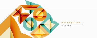 Soyut geometrik bileşim. Üst üste binen şekiller dinamik görsel efekt yaratır. Sıcak turuncu, deniz mavisi renkleri tasarımda baskın. Modern tarz, temiz çizgiler, minimalist estetik..