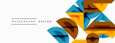 Soyut geometrik şekiller örtüşür, dinamik bileşim yaratır. Sıcak, serin renkler harmanlanmış, modern estetik sunuyor. Minimalist tasarım.