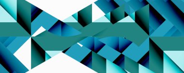 Soyut geometrik desen. Mavi, deniz mavisi tonları simetrik tasarım yaratır. Keskin çizgiler, keskin açılar şekilleri tanımlar. Minimalist estetik.