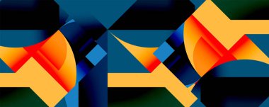 Soyut geometrik bileşim. Kalın renkler, keskin açılar, dinamik şekiller modern görsel deneyimler yaratır..