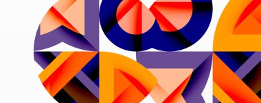 Soyut geometrik şekiller, canlı renkler, modern tasarım. Üst üste binen daireler dinamik bileşim yaratır. Kalın gradyanlar görsel ilgi gösterir.