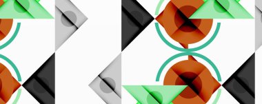 Soyut geometrik desen. Üst üste binen şekiller modern tasarım yaratır. Açık renkler kompozisyona hakim. Minimalist estetik.