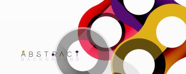 Renkli üst üste binen daireler modern soyut tasarım yaratır. Parlak renkler harmanlanır ve dinamik görsel kompozisyon oluşturur. Basit, temiz estetik..