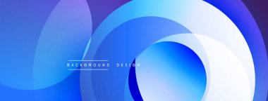 Soyut mavi tasarım, üst üste binen daireler, gradyanlar. Modern, dinamik kompozisyon arkaplan ve sunumlar için uygundur.