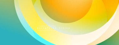 Soyut renkli katmanlar dinamik görsel efekt yaratır. Pürüzsüz gradyanlar sarı, turuncu ve turkuaz renkleri harmanlarlar. Modern tasarım ögesi.