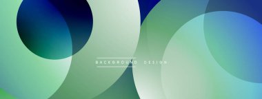 Soyut arkaplan özellikleri üst üste biniyor. Renkler mavileri, yeşillikleri, beyazları modern tasarımı oluşturur. Minimalist estetik.