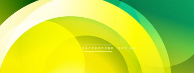 Soyut sarı, yeşil gradyanlar üst üste binen daireler oluşturur. Arka planlar ve sunumlar için modern tasarım ögesi uygun. Basit, temiz estetik..