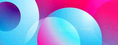 Soyut renkli çemberler çakışıyor. Gradyan gölgeler modern görsel efektler yaratır. Çeşitli projeler için uygun arkaplan tasarımı.
