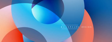 Soyut çakışan daireler, mavi, turuncu renkler. Modern tasarım, pürüzsüz gradyanlar dinamik görsel efekt yaratır. Minimalist kompozisyon.