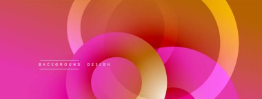 Soyut çakışan daireler. Pembelerden portakallara kadar uzanan ılık renk paleti baskın gelir. Modern tasarım, pürüzsüz eğimler.