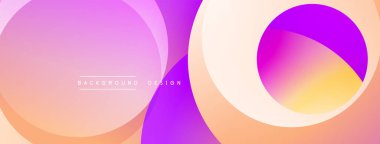 Soyut çemberler çakışıyor ve gradyan etki yaratıyor. Yumuşak pembeler, morlar, portakallar pürüzsüz harmanlanır. Arka planlar için modern tasarım ögesi.