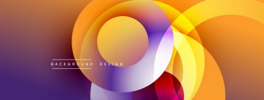 Soyut çemberler çakışıyor, canlı gradyanlar yaratıyor. Sıcak tonlar tasarıma hükmediyor. Enerjiyi ve hareketi işaret ediyor. Modern estetik.