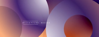 Soyut daireler üst üste biniyor, mor renkler oluşuyor, turuncu renkler. Minimalist tasarım modern estetik, pürüzsüz geçişler öneriyor.