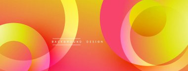 Soyut canlı katmanlar, üst üste binen daireler. Sıcak renk değişimi, modern tasarım. Yumuşak geçişler, dinamik kompozisyon.