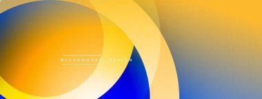 Soyut renkli çemberler çakışıyor. Gradyan gölgeler dinamik görsel efekt yaratır. Modern tasarım arka planlar için uygun.