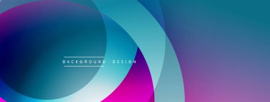 Soyut renkli çemberler çakışıyor. Gradyan gölgeler modern görsel efektler yaratır. Tasarım dinamik, pürüzsüz ve canlı hissettiriyor..