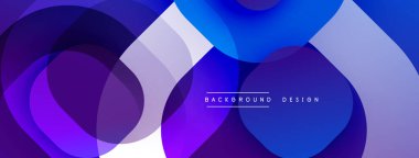 Soyut geometrik şekiller örtüşür, parlak mavi ve mor renkler yaratır. Arkaplan ve sunumlar için uygun modern tasarım.