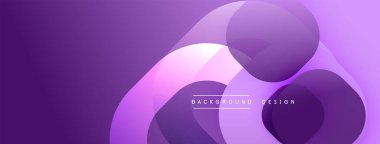 Mor gradyan arkaplan özellikleri üst üste binen şeffaf daireler. Metin arkaplan tasarımlı minimalist tasarım mevcut. Yumuşak geçişler, modern estetik.