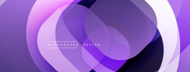Soyut mor tasarım. Üst üste binen daireler modern, pürüzsüz görsel efektler yaratır. Dereceli gölgeler derinlik ve zarafet sunar.