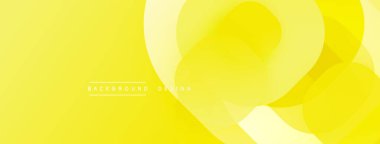 Parlak sarı soyut arka plan. Üst üste binen daireler yumuşak eğimler, modern tasarım elementleri yaratır. Minimalist estetik, temiz kompozisyon.