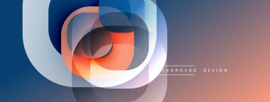 Soyut kompozisyon. Üst üste binen daireler dinamik görsel efekt yaratır. Gradyan renkler pürüzsüz, modern tasarım ögesi.