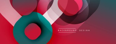 Soyut geometrik şekiller üst üste binerek dinamik kırmızı, deniz mavisi renkleri oluşturur. Arkaplan ve sunumlar için modern tasarım ögesi.