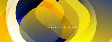 Soyut çakışan daireler dinamik bileşimler oluşturur. Sarılar, maviler, griler sorunsuzca harmanlanır. Arka planlar için modern tasarım ögesi.