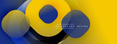 Soyut tasarım özellikleri üst üste biniyor. Sarı, donanma renkleri dinamik görsel efekt yaratır. Modern, minimalist kompozisyon.