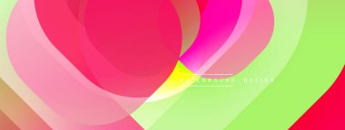 Soyut renkli katmanlar akışkan şekiller yaratır. Pembe, yeşil, sarı renkler düzgün bir şekilde harmanlanarak dinamik görsel doku oluşturur..