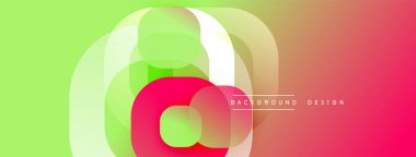 Soyut renkli arkaplan. Üst üste binen daireler dinamik görsel efekt yaratır. Yeşilden kırmızıya geçiş. Modern tasarım ögesi.