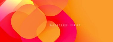 Soyut, enerjik bir arkaplan. Üst üste binen şekiller, sarıdan macentaya kadar uzanan sıcak renk değişimleri yaratır. Modern tasarım ögesi.