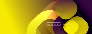 Soyut eğim arkaplanı. Üst üste binen şekiller dinamik görsel efekt yaratır. Sarı, turuncu, mor renkler kompozisyona hakim. Modern tasarım ögesi.