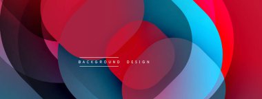 Soyut geometrik şekiller çakışıyor. Kırmızı, mavi, siyah renkler dinamik görsel efekt yaratır. Arka planlar için modern tasarım ögesi.