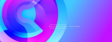 Soyut, canlı katmanlar akışkan şekiller yaratır. Mor, mavi renkler harmanlanarak dinamik modern bir zemin oluşturuyor. Düzen eğimleri kompozisyona hakim.