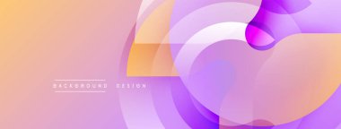 Soyut arkaplan özellikleri üst üste binen şeffaf çemberler. Renkler şeftaliden menekşe rengine geçiyor. Modern tasarım ögesi.