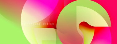 Soyut renkli şekiller çakışıyor. Gradyan renkler harmanlanarak, dinamik görsel efekt yaratır. Modern tasarım ögeleri pürüzsüz geçişler sunar.