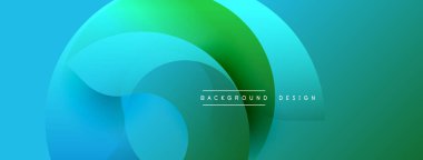 Soyut arkaplan kıvrımları, canlı maviler, yeşiller. Modern tasarım hareketi, tazeliği, basitliği çağrıştırıyor.