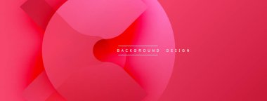 Soyut kırmızı arkaplan. Üst üste binen şekiller dinamik görsel efekt yaratır. Modern tasarım, eğim renkleri, pürüzsüz geçişler.