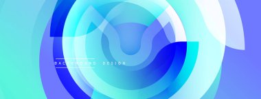 Soyut mavi tasarım. Üst üste binen daireler dinamik görsel efekt yaratır. Gradyan gölgeler modern estetik sunuyor. Minimalist kompozisyon.