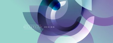 Soyut kompozisyon. Üstüste binen yarı saydam şekiller modern görsel efektler yaratır. Yumuşak gradyanlar, serin renk paleti tasarımda baskın.