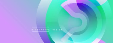 Soyut renkli çemberler örtüşüyor ve pürüzsüz eğimler yaratıyor. Modern tasarım dijital arkaplanlar ve sunumlar için uygundur.