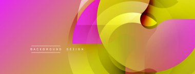 Soyut tasarım özellikleri üst üste binen renkli şekiller. Gradyan karışımı pembe, sarı, turuncu renkler. Modern estetik, basit kompozisyon.