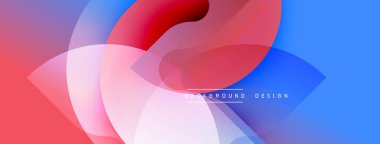 Soyut sıvı şekiller, canlı renklerin karışımı. Kırmızı, mavi, beyaz gradyanlar modern tasarım yaratır. Yumuşak geçişler, dinamik kompozisyon.